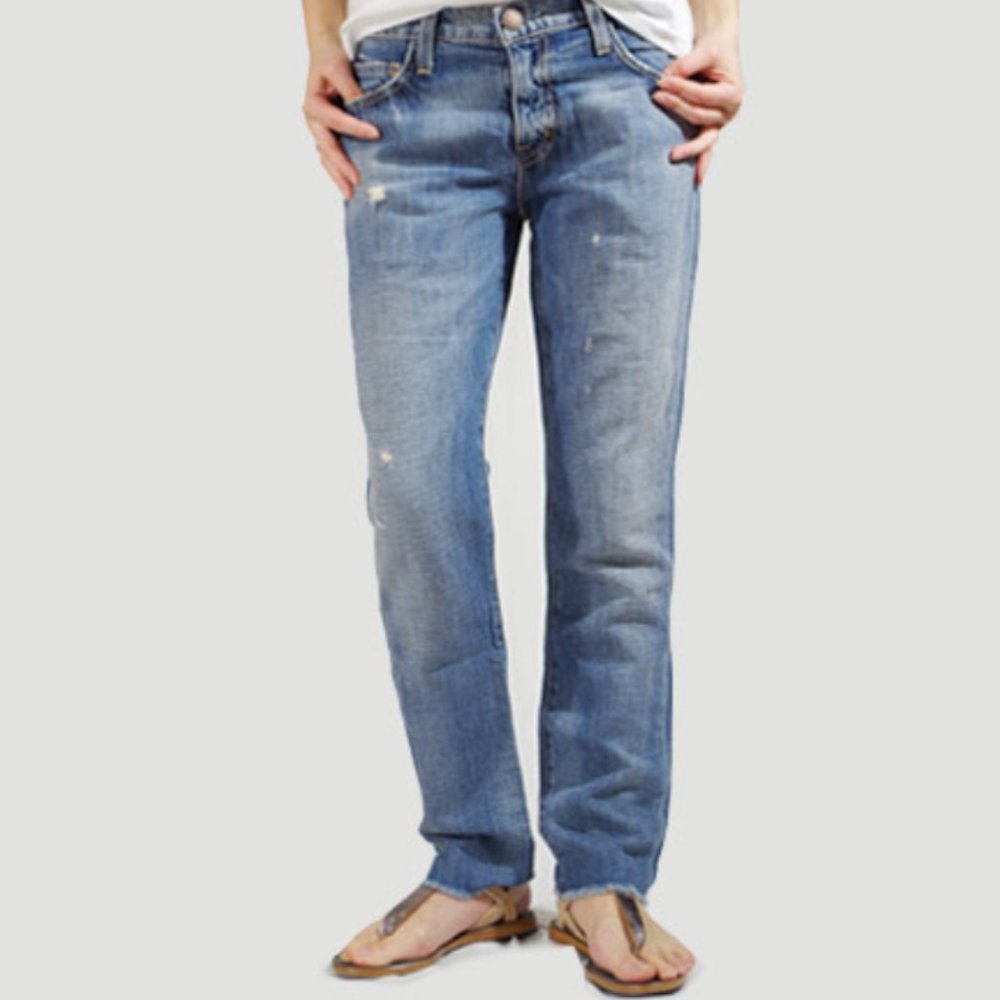 Current/Elliott Unrolled Fling Distressed Jeans